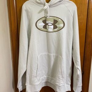 NWT Under Armour Light Gray Camo Cotton Blend  Sweatshirt with Logo 2XL